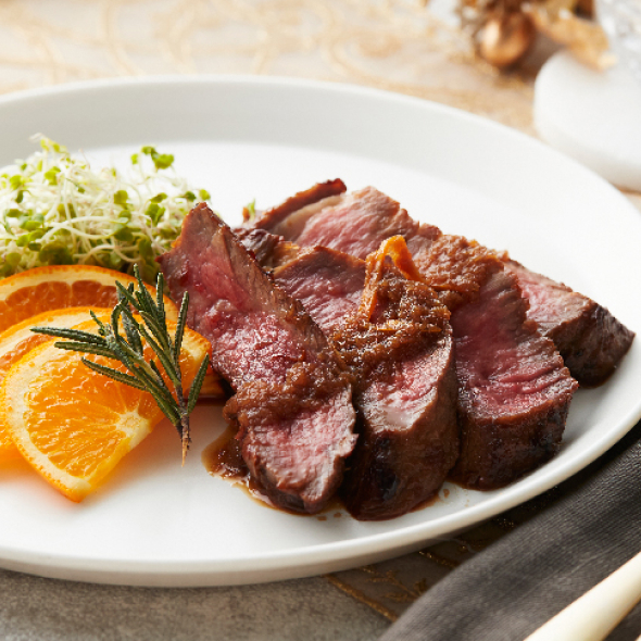 オレンジしょうゆステーキ